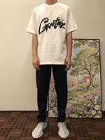 T-shirt blanc graphique pour homme, col rond, manches courtes, coupe classique, imprimé, 100 % coton jersey respirant, style streetwear, 250 g, fabriqué en Chine