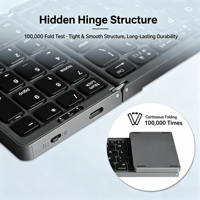 Clavier Bluetooth portable, fin, intelligent, pliable en trois parties, multifonctionnel, sans fil 5.0, modèle exclusif, pliable pour tablette/téléphone/PC