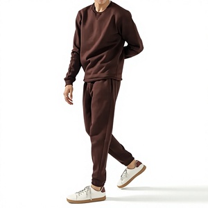 Conjunto Deportivo Informal para Hombre, de Algodón Marrón Ligero, con Capucha, Manga Larga, Pantalones Deportivos con Bolsillos Laterales y Cintura Elástica, para Invierno - Product Image 5