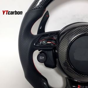 YTcarbon pour <span class=keywords><strong>S1</strong></span> S3 S4 S5 S6 S7 S8 SQ3 SQ5 SQ7 TTS <span class=keywords><strong>accessoires</strong></span> intérieurs de voiture Style de course personnalisé volant en Fiber de carbone véritable - Product Image 4