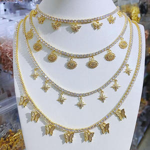 <span class=keywords><strong>Collier</strong></span> ras du cou en or avec <span class=keywords><strong>strass</strong></span> pour femmes, pendentif en forme de diamant, glacé, papillons, mauvais yeux, étoile, marguerite, ancre, breloques en or, chaîne en acier - Product Image 3