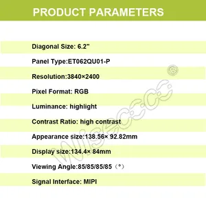 Wisecoco Highlight High Contrast 6.2 Inch MIPI Support Custom Temperature Range Interface 3840*2400 Lcd Tft Screen Stable Supply