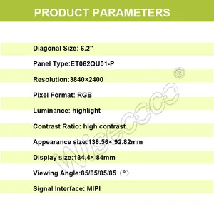 Wisecoco Highlight Hoog Contrast 6.2 Inch Mipi Ondersteuning Aangepaste Temperatuurbereik Interface 3840*2400 Lcd Tft Scherm Stabiele Voeding