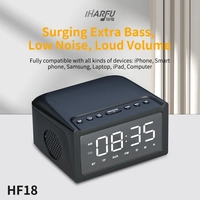Nieuwe Draadloze Hf18 Opladen Draagbare Bt Speaker Multifunctionele Draadloze Opladen Klok Wekker 3-1 Fm Radio Dual Speaker