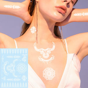Autocollants de tatouage au henné blanc imperméables, tatouages temporaires en <span class=keywords><strong>dentelle</strong></span>, autocollants de tatouage au henné, fleurs, mandalas, tatouages au henné pour mariage, fête, festivals - Product Image 6