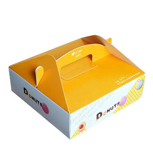 定制印刷面包店甜甜圈带走纸盒，甜甜圈包装盒带手柄食品蛋糕包装刚性盒LX <span class=keywords><strong>100</strong></span>件 - Product Image 5