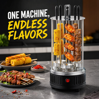 Gril à brochettes domestique sans fumée, four à barbecue entièrement automatique, grill électrique rotatif pour kebab, détachable, antirouille, pour poulet