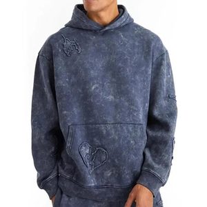 Best Selling Custom Logo Men Winter Acid Wash Tracksuit 100% Cotton Streetwear Breathable Eco-Friendly - Product Image 3