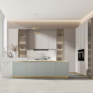 Ensemble complet d'armoires de cuisine en bois massif écologique importé d'Europe, avec fermeture douce, rangement, îlot de cuisine moderne - Product Image 2