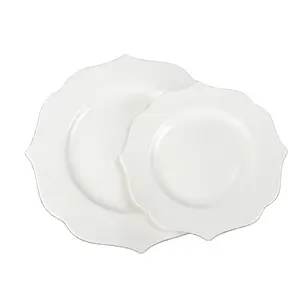 Custom chinese small plat dishes 10.5 inch Dessert Porcelain Bright White Nordic Round Restaurant Set Dinner Plates