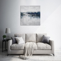 Peinture décorative murale contemporaine abstraite en acrylique bleu-vert sur toile, sans cadre, imperméable, écologique, peinte à la main