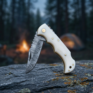 High Quality Damascus Steel Folding Blade Pocket <b>Knife</b> Wholesale Factory Rates wood <b>Handle</b> Tactical Application - Product Image 4