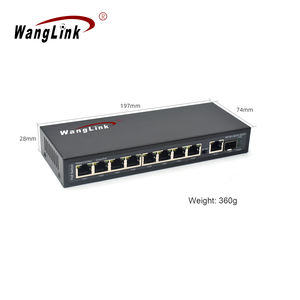 Conmutador PoE inteligente de alimentación externa Wanglink 100M 8 puertos PoE con puerto de enlace ascendente Gigabit y 1 conmutador PoE de Puerto SFP para cámara - Product Image 5