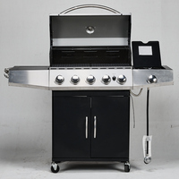 Barbecue portable à 6 brûleurs GPL réglables, pliable, pour table extérieure, chariot de transport, montage facile, acier moderne thermolaqué