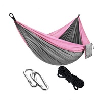 Hamac de camping léger en nylon ripstop, capacité 200 kg, lit suspendu avec cordes et mousquetons pour 1 ou 2 personnes