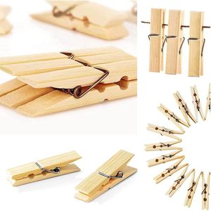 24pcs/bag Mini 5.5x1.2cm Natural Bamboo Clothes <b>Clips</b> Wooden Pegs Eco-Friendly Multifunction Tools for Living Room Use - Product Image 2