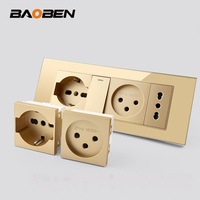 Stopkontak Dinding Pintar BAOBEN EU - Pengisian Cepat Tipe C, Panel Sakelar Modular Warna Emas Untuk Rumah/Kantor