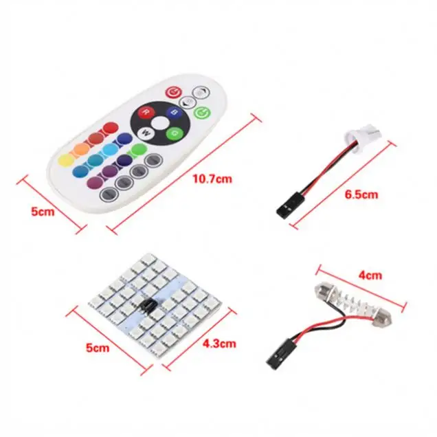 T10 Festoon Ba9s 36 Led Rgb Changing Car Light+ Remote Controller Set Kit Car Automobiles Accessories