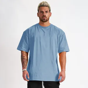 Camiseta masculina grande com logotipo, camiseta solta personalizada grande com logotipo em branco 100% algodão plus size