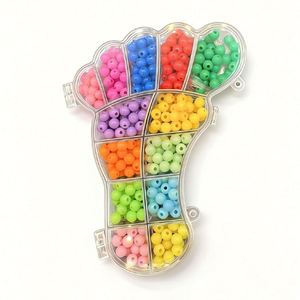Joyería DIY con Forma de Huella para Niños, Juego de Cuentas Acrílicas de Arcoíris, Kit de Manualidades para Hacer Pulseras y Collares, Caja de Regalo - Product Image 2