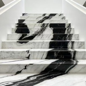 Marmo Bianco Panda Naturale di Lusso Eco-compatibile PerfectStone con Venature Esotiche Bianche e Nere per Progetti di Ville e Hotel - Product Image 2