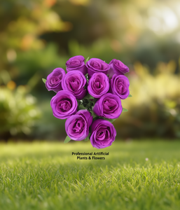 12 piezas de rosas artificiales profesionales de color púrpura, 12 piezas de tela ligera para decoración de interiores, flores para el Día de San Valentín - Product Image 2