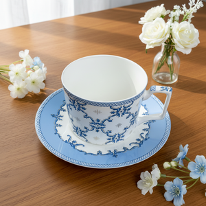 2 Pieces Humming Blue Fine Porcelain Latte & Coffee & Tea Cup and Saucer product image