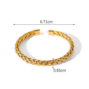 Bracelet manchette ouvert femme design simple X Bracelet fil de câble torsadé pour femme - Product Image 6