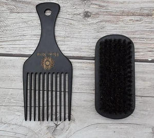 Kit de soin de la <span class=keywords><strong>barbe</strong></span> en marque privée, peigne à cheveux <span class=keywords><strong>afro</strong></span> en bois, <span class=keywords><strong>brosse</strong></span> à <span class=keywords><strong>barbe</strong></span> en poils de sanglier noirs en bois pour hommes - Product Image 4