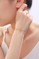 Bracelet ajustable bicolore en argent sterling plaqué or rhodié 18 carats sans nickel Silver City, tendance pour femme/unisexe, idéal pour les soirées