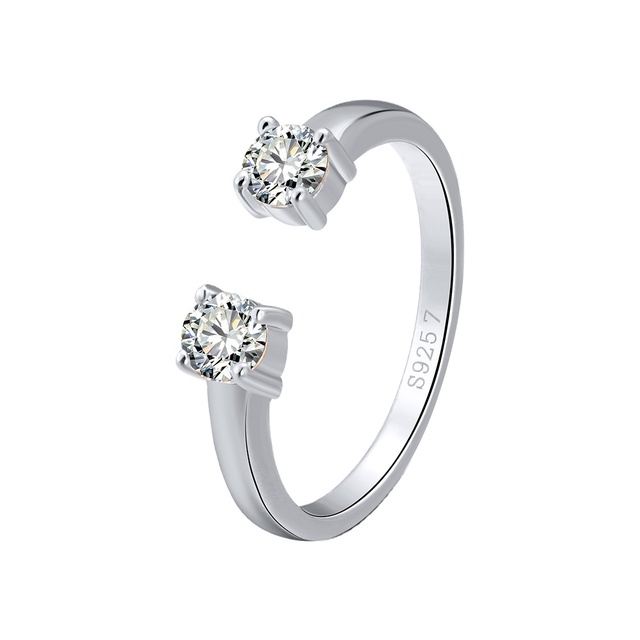 RINNTIN SR60 2021 Fashion Jewelry 925 Sterling Silver Ring Round Cubic Zirconia Eternity Band Customize Adjustable Rings Women