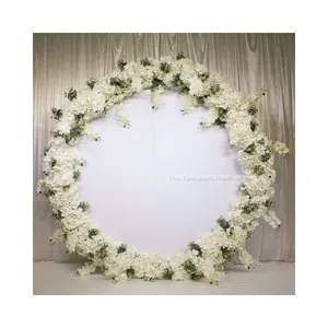 LFB1048舞台优雅背景花展示批发圆形金属婚礼背景与丝绸花