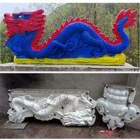 Moule de pot de fleurs en plastique ABS, style européen, deux dragons jouant avec des perles, pour décoration extérieure en béton, robuste et durable, 27cm/39.5cm