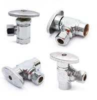 Robinet d'arrêt d'angle en laiton 1/4 de tour, entrée 1/2" (5/8" DE) x sortie 3/8" (3/8" DE) pour lavabo/salle de bain