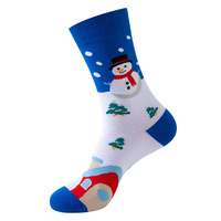 Chaussettes mi-mollet à motif jacquard Noël, sapin, Père Noël, dessin animé, à revers haut, style mode