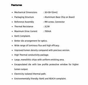 Luz LED de Cultivo de Alta Intensidad Polymatech Serie COB Estándar FL09COB3030 HYPER RED 650 nm, Eficiente Energéticamente y Duradera para Interiores - Product Image 4