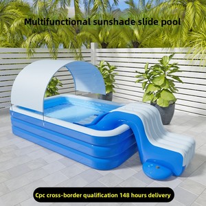 Piscine gonflable transfrontalière <span class=keywords><strong>pour</strong></span> enfants avec toboggan, épaissie, grande, d'extérieur, avec parasol et protection solaire <span class=keywords><strong>pour</strong></span> bébé - Product Image 2