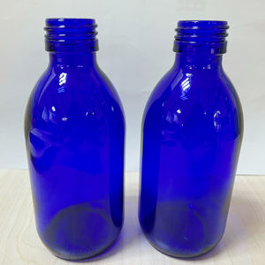 120 <strong>Blue</strong> Glass Boston Round <strong>Bottle</strong> - Product Image 3