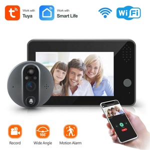 2023 Hottest tuyasmart <span class=keywords><strong>Wifi</strong></span> hai chiều âm thanh lổ nhìn trộm video Cửa Điện thoại chuông cửa với 1080P máy ảnh PST-DB06U - Product Image 2