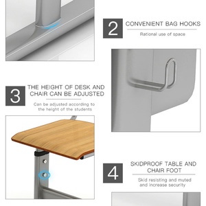 High Quality Adjustable Classroom Furniture Modern Design Single School <b>Set</b> <b>Desk</b> and Chair for Workshop Use - Product Image 3