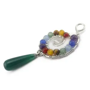 perlen 7 steine anhänger Suppliers-Natural Spiral Crystal Beads 7 Chakra Stones Beads Necklace Pendants