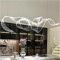 Lustre en ruban acrylique personnalisé en forme d'art, grand luminaire suspendu pour hall d'hôtel, lustre moderne de luxe sur mesure