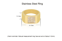 Bague de luxe pour homme en acier inoxydable doré, carrée, entièrement sertie de zircons, anti-allergique, pour usage quotidien, idéale pour les fêtes et les danses