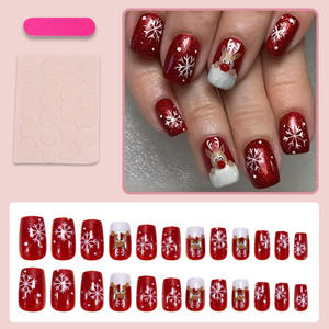 <span class=keywords><strong>Linda</strong></span> 24 pièces de série de Noël transfrontalière nouvelle armure portable dessin animé mignon flocon de neige renne nail art produits pour les ongles - Product Image 5
