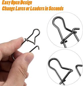 Conector de Pesca em Aço Inoxidável com Trava Dupla Reforçada para Acessórios de Linha de Pesca em Água Salgada e Doce - Product Image 3