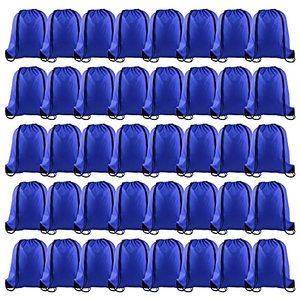 KUUQA Unisex 40pcs <b>Drawstring</b> <b>Backpacks</b> Sports Storage School Gym Travel Blue Patchwork Design Polyester 40cm*34cm/15.7*13.4 - Product Image 1