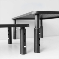 Support d'écran réglable en hauteur sur 3 niveaux avec support pour téléphone, support d'ordinateur en acier robuste 30 kg, organisateur de bureau