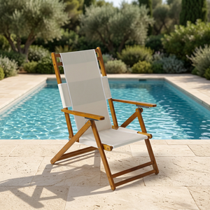 Chaise de plage en bois réglable, chaise longue d'extérieur, chaise pliante portable pour piscine, camping, resort - Product Image 2