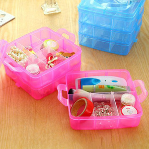 Caja de almacenamiento transparente de PVC de alta calidad, contenedor de 3 capas con 18 compartimentos, organizador de cuentas de joyería - Product Image 3
