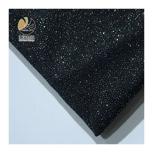 100% Polyester 75D Star Shining Flash Zwarte Hoge Kwaliteit Sequin Chiffon Stof Voor Dame Avondjurk